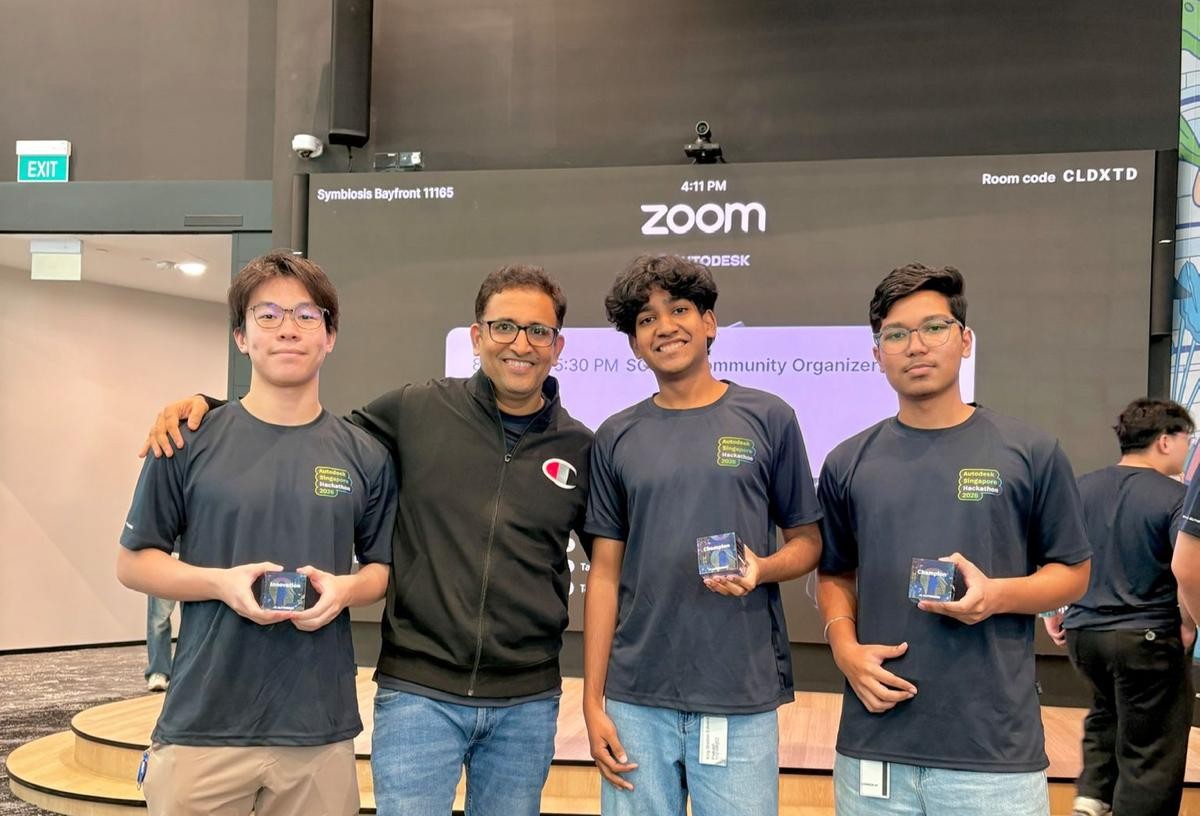 BugHound team with their awards at the Autodesk Singapore Hackathon 2026
